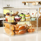 2 Tier Cupcake Stand Acrylic Cardboard Cupcake Tower Holder, Dessert Pastry Cookie Display Stand Case with Lid, alternate