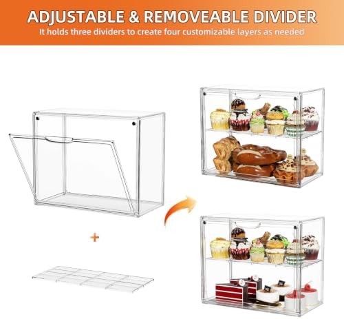 2 Tier Cupcake Stand Acrylic Cardboard Cupcake Tower Holder, Dessert Pastry Cookie Display Stand Case with Lid, alternate