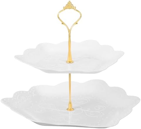 2-Tier Cupcake Stand Holder, Round Tiered Serving Tray 20/25cm Cup Cake Stand for Dessert Fruit Table Birthday