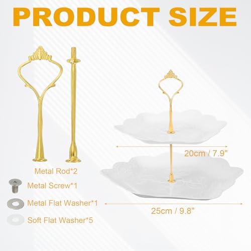 2-Tier Cupcake Stand Holder, Round Tiered Serving Tray 20/25cm Cup Cake Stand for Dessert Fruit Table Birthday, alternate