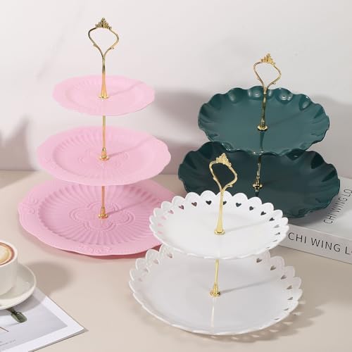 2-Tier Cupcake Stand Holder, Round Tiered Serving Tray 20/25cm Cup Cake Stand for Dessert Fruit Table Birthday, alternate
