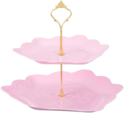 2-Tier Cupcake Stand Holder, Round Tiered Serving Tray 20/25cm Cup Cake Stand for Dessert Fruit Table Birthday
