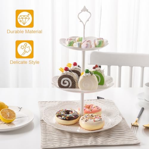 2-Tier Cupcake Stand Holder, Round Tiered Serving Tray 20/25cm Cup Cake Stand for Dessert Fruit Table Birthday, alternate