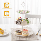 2-Tier Cupcake Stand Holder, Round Tiered Serving Tray 20/25cm Cup Cake Stand for Dessert Fruit Table Birthday, alternate