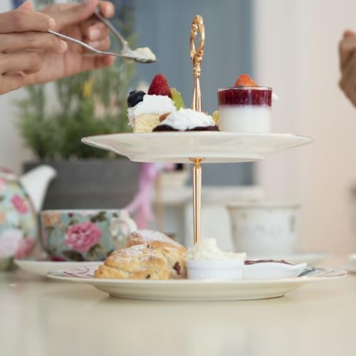2-Tier Cupcake Stand Holder, Round Tiered Serving Tray 20/25cm Cup Cake Stand for Dessert Fruit Table Birthday, alternate