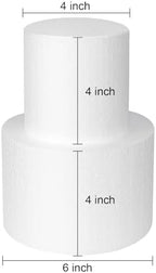 2-Tier Foam Cake Dummies 4" & 6", White Styrofoam Fake Cake Set, alternate view 3