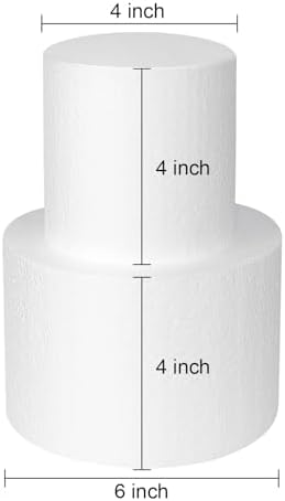 2-Tier Foam Cake Dummies 4" & 6", White Styrofoam Fake Cake Set, alternate view 3