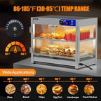 2-Tier Food Warmer Pizza Warmer, Commercial Food Warmer Display with LED Lighting Removable Shelves Glass Door, alternate