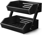 2-Tier Fruit Basket for Kitchen Counter, Black, Self-assembly in Black