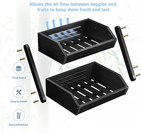 2-Tier Fruit Basket for Kitchen Counter, Black, Self-assembly in Black, alternate view 3