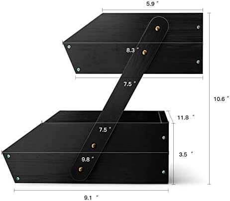 2-Tier Fruit Basket for Kitchen Counter, Black, Self-assembly in Black, alternate view 4