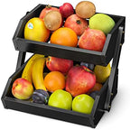 2-Tier Fruit Basket for Kitchen Counter, Black, Self-assembly in Black, alternate view 6