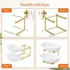 2 Tier Fruit Bowl for Kitchen Counter, Tiered Plastic Serving Tray in Standard(2 Tier) in Gold, alternate view 5