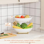 2 Tier Fruit Bowl for Kitchen Counter, Tiered Plastic Serving Tray in Standard(2 Tier) in Gold, alternate view 6