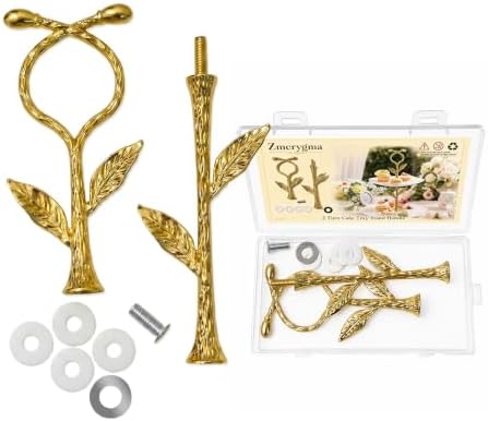 2 Tier Gold Cake Stand Tiered Tray Hardware Kit, Dessert Plate Hardware, Metal Heavy Duty Dessert Fruit Plate