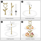 2 Tier Gold Cake Stand Tiered Tray Hardware Kit, Dessert Plate Hardware, Metal Heavy Duty Dessert Fruit Plate, alternate view