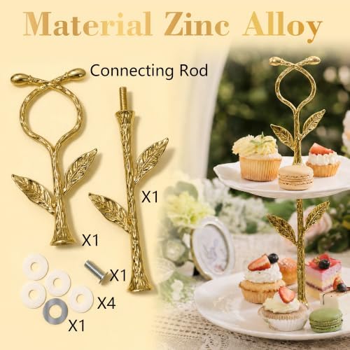 2 Tier Gold Cake Stand Tiered Tray Hardware Kit, Dessert Plate Hardware, Metal Heavy Duty Dessert Fruit Plate, alternate view
