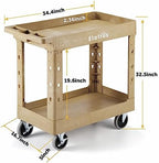 2-Tier Heavy Duty Utility Rolling Cart, 34 x 17 in, 5" Wheels, Sand, alternate view 2