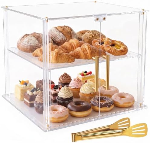 2-Tier Pastry Display Case, Countertop Bakery Display Case in Clear