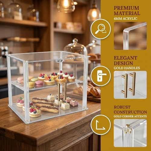 2-Tier Pastry Display Case, Countertop Bakery Display Case in Clear, alternate view 3
