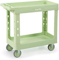 2-Tier Plastic Utility Cart, 34 x 17 in, Pistachio Green