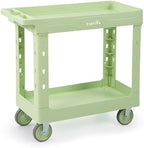 2-Tier Plastic Utility Cart, 34 x 17 in, Pistachio Green