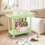 2-Tier Plastic Utility Cart, 34 x 17 in, Pistachio Green, alternate view 2
