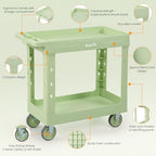 2-Tier Plastic Utility Cart, 34 x 17 in, Pistachio Green, alternate view 4