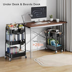 2 Tier Rolling Cart Metal on Wheels, Two Tiered Short Side Table with Wheels, alternate view 5