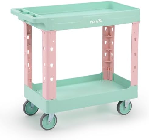 2-Tier Rolling Utility Cart, 34 x 17 in, Spring Pastel