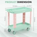2-Tier Rolling Utility Cart, 34 x 17 in, Spring Pastel, alternate view 3