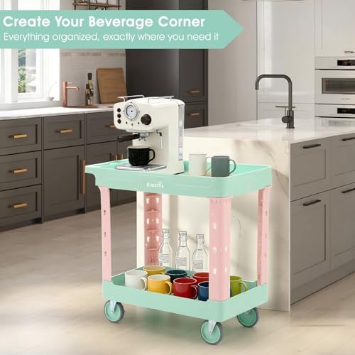 2-Tier Rolling Utility Cart, 34 x 17 in, Spring Pastel, alternate view 5