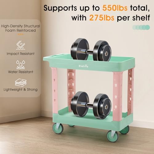 2-Tier Rolling Utility Cart, 34 x 17 in, Spring Pastel, alternate view 6