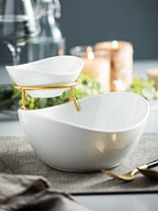 2 Tier Serving Bowl Set and Removable Rack for Chip and Dip in 2-Tier Set (Large, Medium) in Gold, alternate view 2