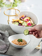 2 Tier Serving Bowl Set and Removable Rack for Chip and Dip in 2-Tier Set (Large, Medium) in Gold, alternate view 6