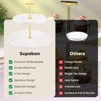 2 Tier Serving Tray, Pastries & Cupcake Stand, White Dessert Stand in White and Gold, alternate view 5