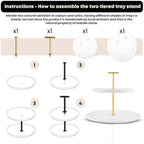 2 Tier Serving Tray, Pastries & Cupcake Stand, White Dessert Stand in White and Gold, alternate view 6
