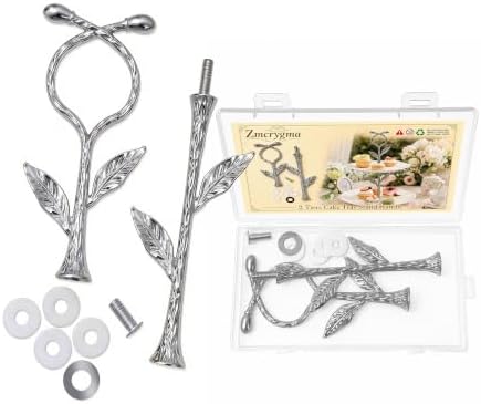 2 Tier Silver Cake Stand Tiered Tray Hardware Kit, Dessert Plate Hardware, Metal Heavy Duty Dessert Fruit Plate