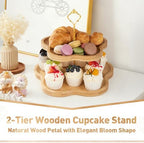 2-Tier Wooden Cupcake Stand, Flower-Shaped Design, Tiered Tray in 2 Tier, alternate view 4
