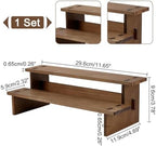 2-Tier Wooden Display Riser Shelf, 4.69x11.65x3.78 Inch Camel Tabletop Small Food Stand Risers Display Makeup, alternate view