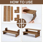 2-Tier Wooden Display Riser Shelf, 4.69x11.65x3.78 Inch Camel Tabletop Small Food Stand Risers Display Makeup, alternate view