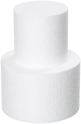 2 Tiers 4" 6" Fake Cake 4 Inch Tall Fake Birthday Cake Rounds Styrofoam Cake Dummies Set for Birthday, Wedding
