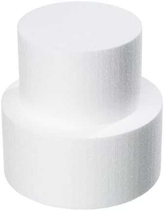 2 Tiers 6" 8" Fake Cake 4 Inch Tall Fake Birthday Cake Rounds Styrofoam Cake Dummies Set for Birthday, Wedding