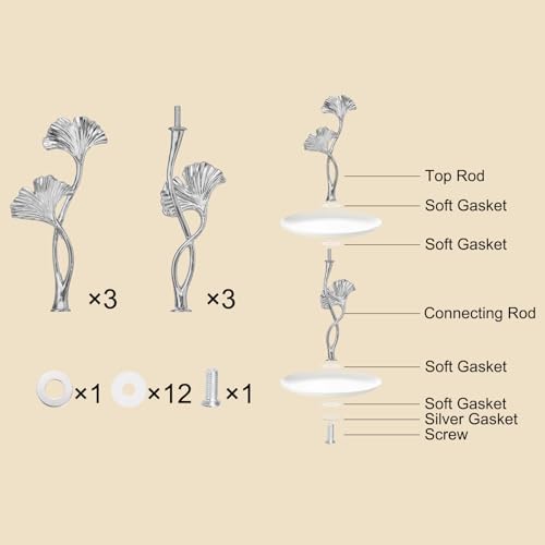 2 Tiers Cake Tray Stand Handle 3 Set Metal Cake Stands Holder Cupcake Dessert Plate Hardware Fitting Holder Rod, alternate