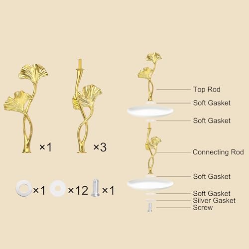 2 Tiers Cake Tray Stand Handle 3 Set Metal Cake Stands Holder Cupcake Dessert Plate Hardware Fitting Holder Rod, alternate