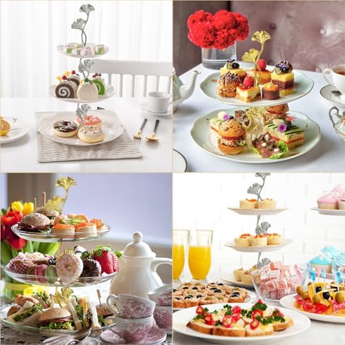 2 Tiers Cake Tray Stand Handle 3 Set Metal Cake Stands Holder Cupcake Dessert Plate Hardware Fitting Holder Rod, alternate