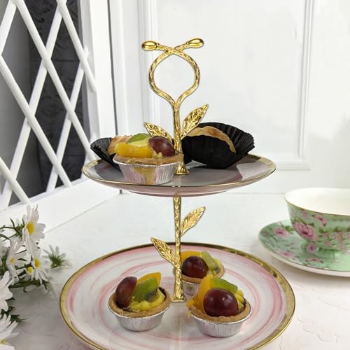 2 Tiers Cake Tray Stand Handle Metal Cake Stands Holder Cupcake Dessert Plate Hardware Fitting Holder Rod Stand, alternate