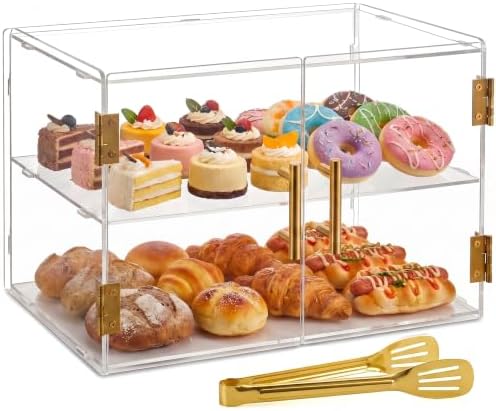 2 Tiers Countertop Bakery Display Case in Transparent