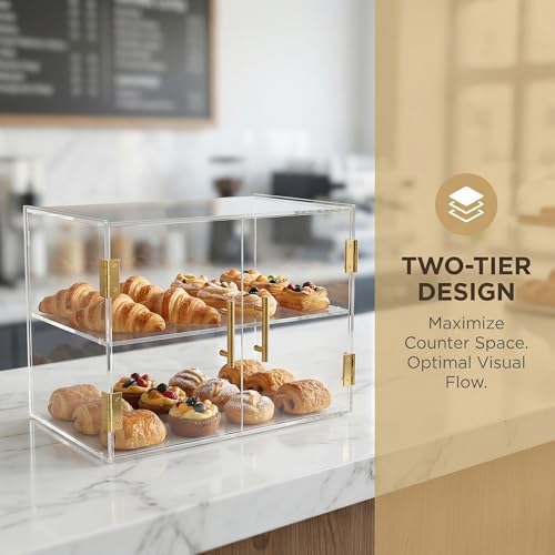 2 Tiers Countertop Bakery Display Case in Transparent, alternate view 3