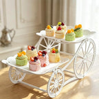 2 Tiers Plastic Dessert Cupcake Stand, Cake Fruit Candy Bread Display Tower in White